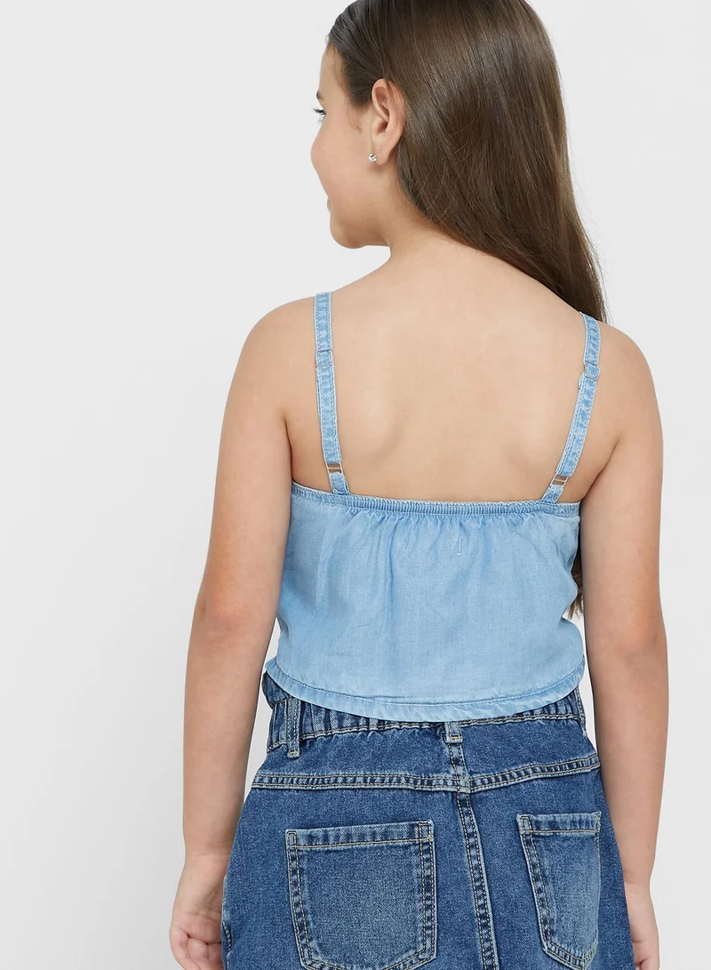 Calvin Klein Jeans Kids Logo Strap Denim Top