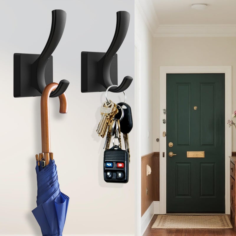 TOFIIGREM Black Wall Hooks Coat Hook, Towel Hooks Robe Hook for Bathroom, Entryway Mudroom Hooks for Hanging Coat Key Hat Backpack (8 Pack, Black) - Image 5