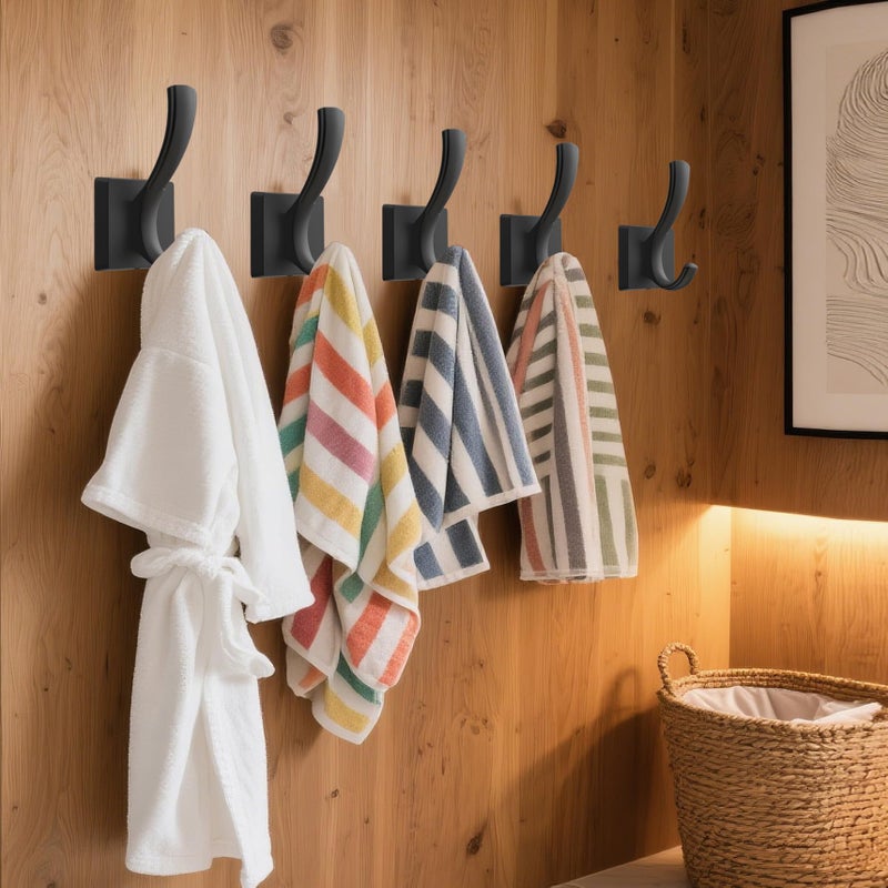 TOFIIGREM Black Wall Hooks Coat Hook, Towel Hooks Robe Hook for Bathroom, Entryway Mudroom Hooks for Hanging Coat Key Hat Backpack (8 Pack, Black) - Image 3