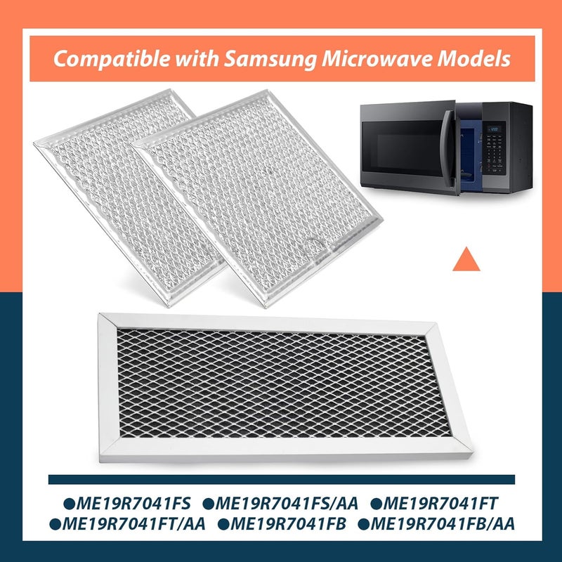 Lisnhlin Microwave Oven Charcoal and Grease Filter Kit Replacement for Samsung Model ME19R7041FS ME19R7041FS/AA ME19R7041FT ME19R7041FT/AA ME19R7041FB ME19R7041FB/AA - Image 4