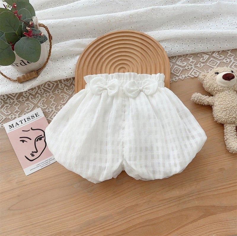 Korean Style Baby Clothes 2024 Summer New 1-3 Years Old Baby Boy Cotton Two-Piece Thin Class A Outfit B white [knickerbockers]]