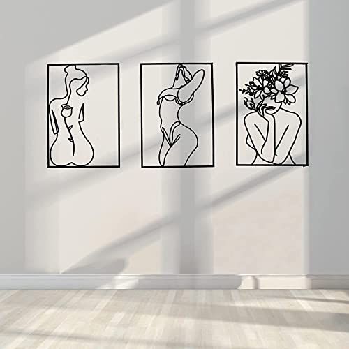 Glamativity Large 4 Pack Black Wall Art, Minimalist Single Line Art, Real Metal Wall Art, Woman's Body Shape Abstract Art (Black Classic Style, L Size 22.5 x 15.7'') - Image 5