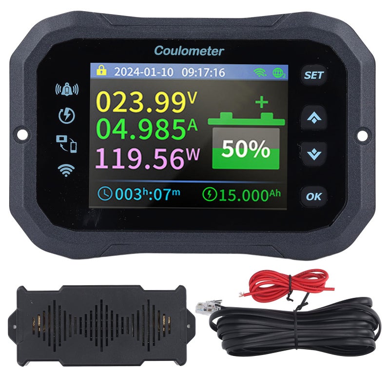 Battery Monitor WIFI Remote Control 10-100V 400A Battery Capacity Voltage Monitor Gauge for RV - Image 1
