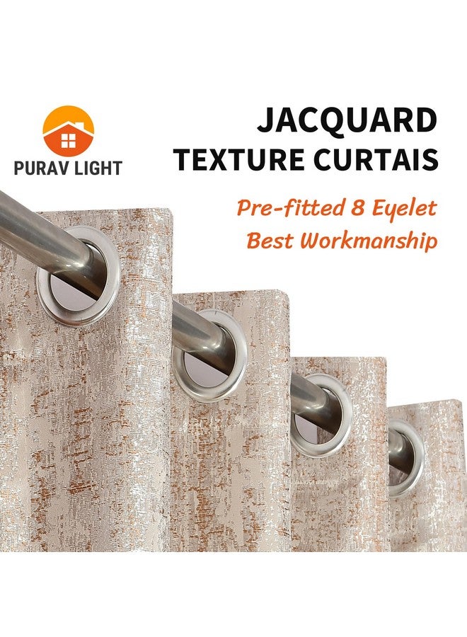 Purav Light Purav Light Textured Design Jacquard Blackout Jute Curtains for Door 7 Feet Living Room Bedroom, Brown - Set of 2 - Image 2