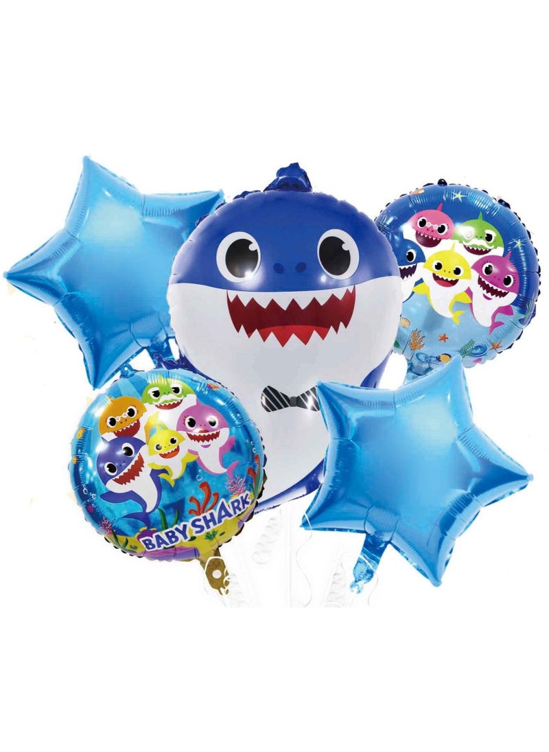 Party Propz Party Propz 5 in 1 Baby Shark Theme Foil Balloon Set  - Image 1