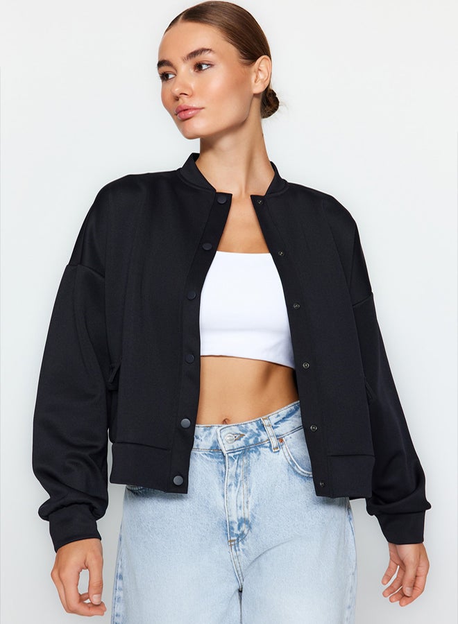 trendyol Pocket Detailed Snap Button Scuba Knitted Jacket - Image 2