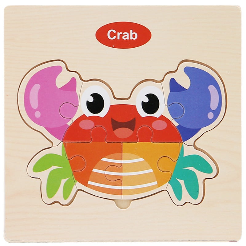 Children'S Wooden Three-Dimensional Buckle Animal Traffic Puzzle Toy Baby Enlightenment Puzzle Early Education Fun Puzzle Toy - Image 1