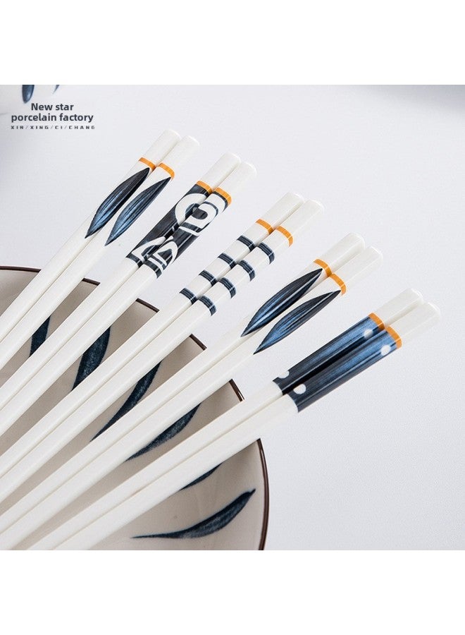 Factory Direct Japanese Ceramic Chopsticks Creative Home Internet-famous Chopsticks Fashion Set Gift Hand-painted Chopsticks Wholesale-Color:Wind Wheel-Specifications:Five Pairs - Image 2