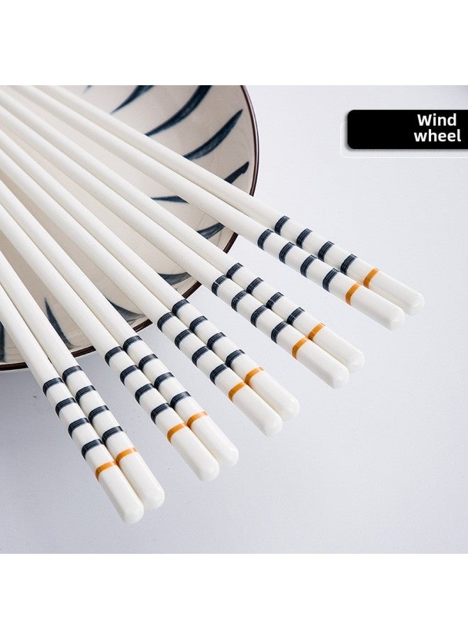 Factory Direct Japanese Ceramic Chopsticks Creative Home Internet-famous Chopsticks Fashion Set Gift Hand-painted Chopsticks Wholesale-Color:Wind Wheel-Specifications:Five Pairs - Image 1