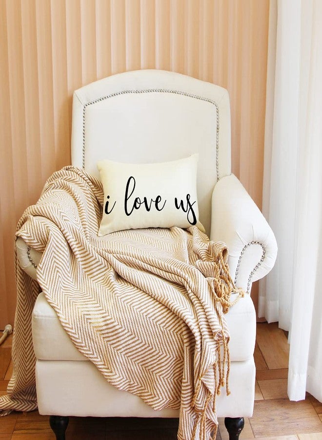 Ogiselestyle Farmhouse Pillow Covers with I Love Us Quotes 12" x 20" Lumbar Pillow Covers Home Decorative Linen Cushion Case for Sofa Couch Housewarming Gifts Family Room Décor - Image 3