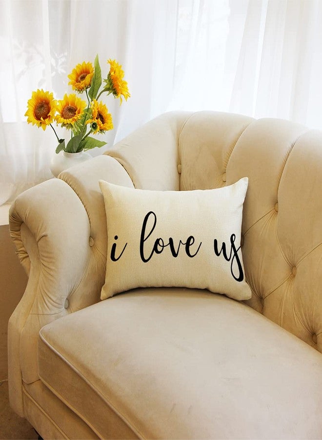 Ogiselestyle Farmhouse Pillow Covers with I Love Us Quotes 12" x 20" Lumbar Pillow Covers Home Decorative Linen Cushion Case for Sofa Couch Housewarming Gifts Family Room Décor - Image 4