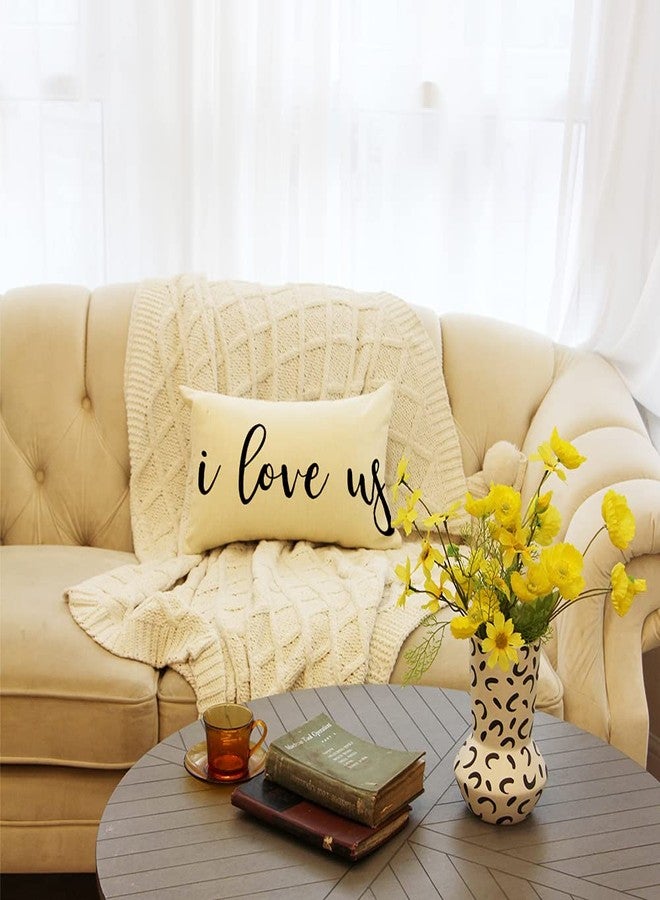 Ogiselestyle Farmhouse Pillow Covers with I Love Us Quotes 12" x 20" Lumbar Pillow Covers Home Decorative Linen Cushion Case for Sofa Couch Housewarming Gifts Family Room Décor - Image 5