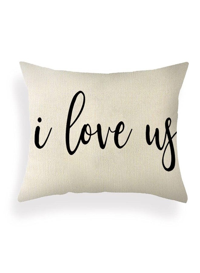 Ogiselestyle Farmhouse Pillow Covers with I Love Us Quotes 12" x 20" Lumbar Pillow Covers Home Decorative Linen Cushion Case for Sofa Couch Housewarming Gifts Family Room Décor - Image 1
