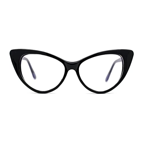 SA106 Classic Gothic True Cat Eye Frame Blue Light Filtering Computer Glasses Black - Image 1