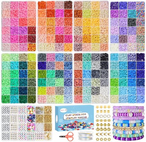 Redtwo 32000 Pcs Clay Beads Bracelet Making Kit, 9 Boxes 192 Colors Friendship Bracelet Kit Flat Polymer Heishi Beads for Jewelry Making, Crafts Gift for Girls Ages 6-12 - Image 1