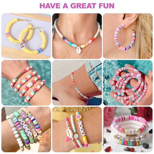Redtwo 32000 Pcs Clay Beads Bracelet Making Kit, 9 Boxes 192 Colors Friendship Bracelet Kit Flat Polymer Heishi Beads for Jewelry Making, Crafts Gift for Girls Ages 6-12 - Image 4