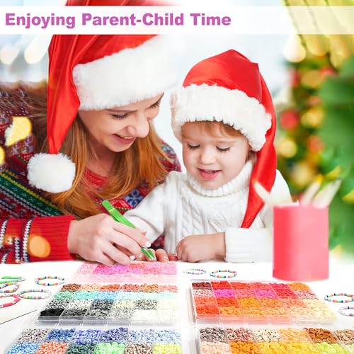 Redtwo 32000 Pcs Clay Beads Bracelet Making Kit, 9 Boxes 192 Colors Friendship Bracelet Kit Flat Polymer Heishi Beads for Jewelry Making, Crafts Gift for Girls Ages 6-12 - Image 5