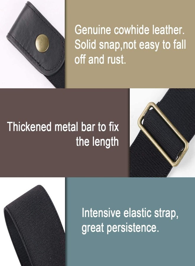 WERFORU 4 Pack No Buckle Show Belt for Men Buckle Free Stretch Belt for Jeans Pants 1.38 Inches Wide (J-black+coffee+blue+yellow, Suit for Pants Size 30"-48") - Image 2