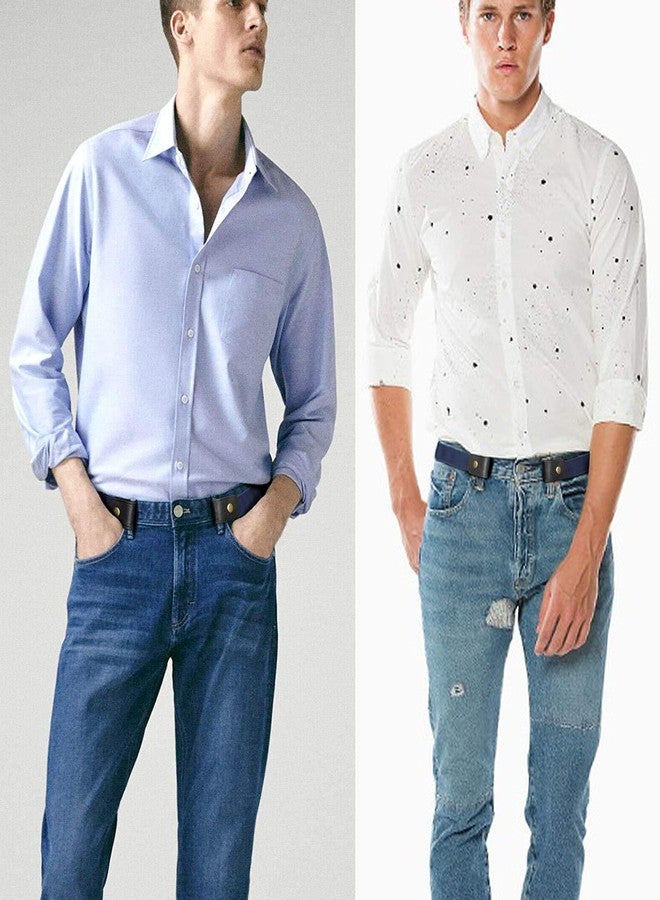 WERFORU 4 Pack No Buckle Show Belt for Men Buckle Free Stretch Belt for Jeans Pants 1.38 Inches Wide (J-black+coffee+blue+yellow, Suit for Pants Size 30"-48") - Image 4