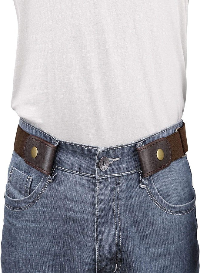 WERFORU 4 Pack No Buckle Show Belt for Men Buckle Free Stretch Belt for Jeans Pants 1.38 Inches Wide (J-black+coffee+blue+yellow, Suit for Pants Size 30"-48") - Image 3