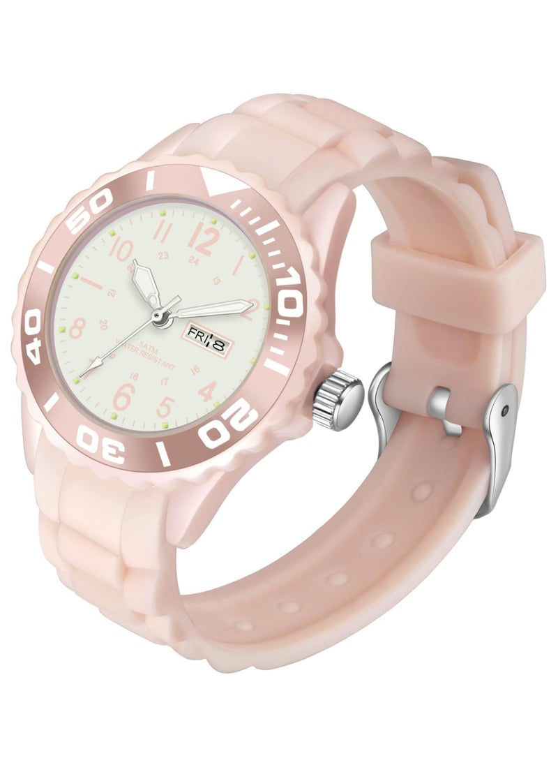 Captaintech Stylish Waterproof Women's Analogue Sport Watch - Casual Luminous Silicone Wristwatch with Military Time, Second Hand & Calendar for Nurses & Outdoor Activities  - Image 1