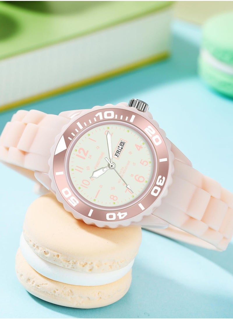 Captaintech Stylish Waterproof Women's Analogue Sport Watch - Casual Luminous Silicone Wristwatch with Military Time, Second Hand & Calendar for Nurses & Outdoor Activities  - Image 3