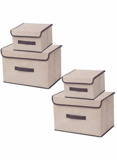 XiuWoo 2 PCS Storage Box Foldable Clothes and Sundries with Cover Portable and Dustproof  - Image 1