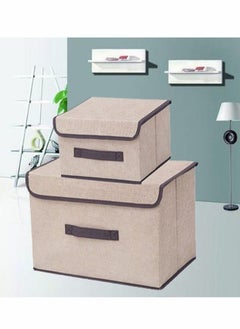 XiuWoo 2 PCS Storage Box Foldable Clothes and Sundries with Cover Portable and Dustproof  - Image 4