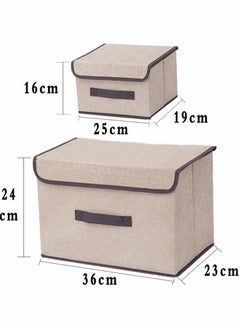XiuWoo 2 PCS Storage Box Foldable Clothes and Sundries with Cover Portable and Dustproof  - Image 2