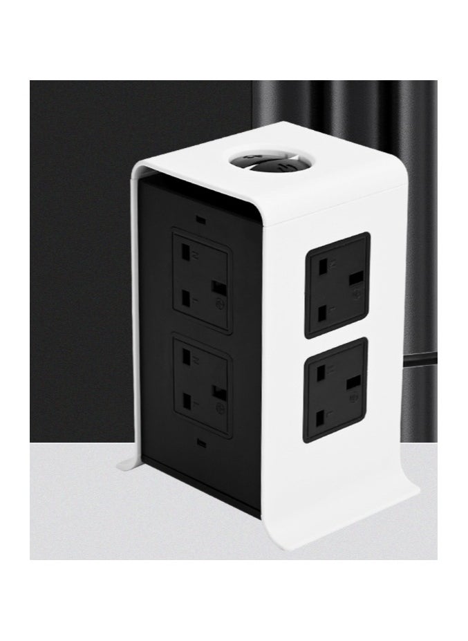 Loquat British Standard Two Layer Power Strips With 4 USB Lightning Protection And Overload Protection 24 Hole Sub Control Switches 