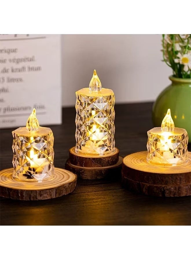 3 Pack Flameless Battery Operated Candle, Tea Lights Battery Operated LED Small Round Candles for Wedding, Dining Table, Proposal, Home Decoration - Image 1