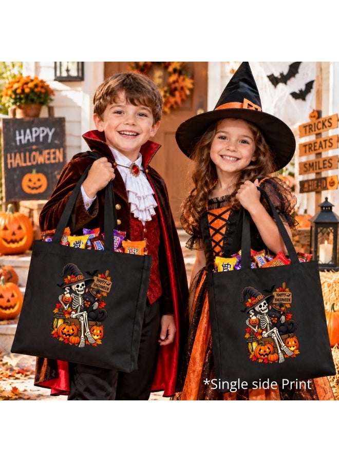 PRINTSHOP4ME Halloween Black Tote Bag | Reusable Cotton Shopping Bag | Pumpkin Design - Image 3