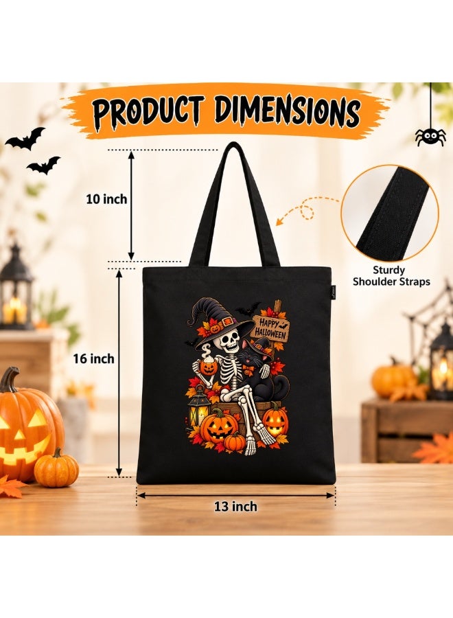 PRINTSHOP4ME Halloween Black Tote Bag | Reusable Cotton Shopping Bag | Pumpkin Design - Image 4
