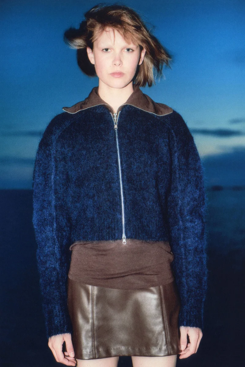 H&M Mohair-blend zip-through cardigan