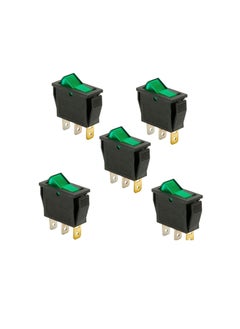 Switches Store, Mechanical & Electrical Toggle Rocker Push Limit Switches for DIY Projects .Pack of 5 (Rocker Switch Small 3P Green)