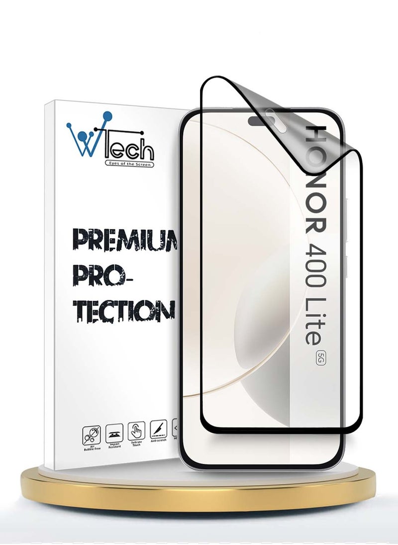 Wtech Honor 400 Lite 5G 2025 Premium Nano Ceramic Full Glue Full Cover Matte Flexible Screen Protector (MSCNMN) - Clear/Black  - Image 1