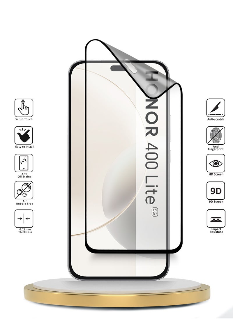 Wtech Honor 400 Lite 5G 2025 Premium Nano Ceramic Full Glue Full Cover Matte Flexible Screen Protector (MSCNMN) - Clear/Black  - Image 2