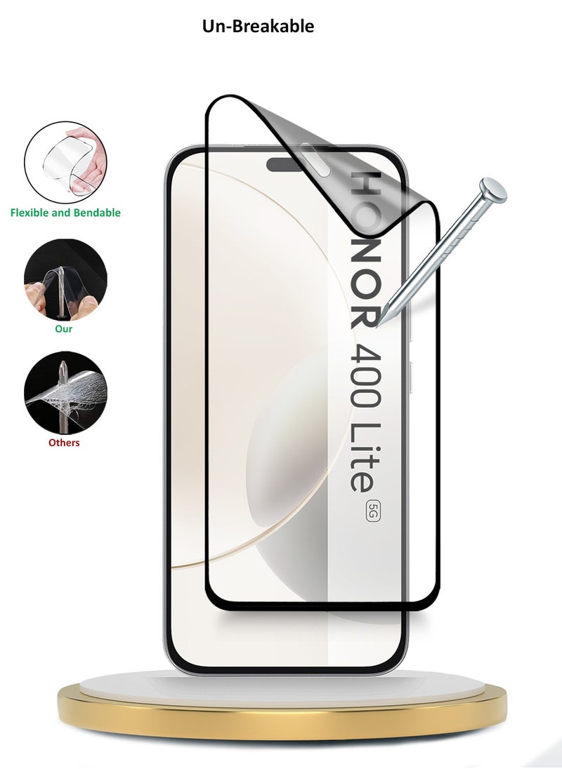 Wtech Honor 400 Lite 5G 2025 Premium Nano Ceramic Full Glue Full Cover Matte Flexible Screen Protector (MSCNMN) - Clear/Black  - Image 3
