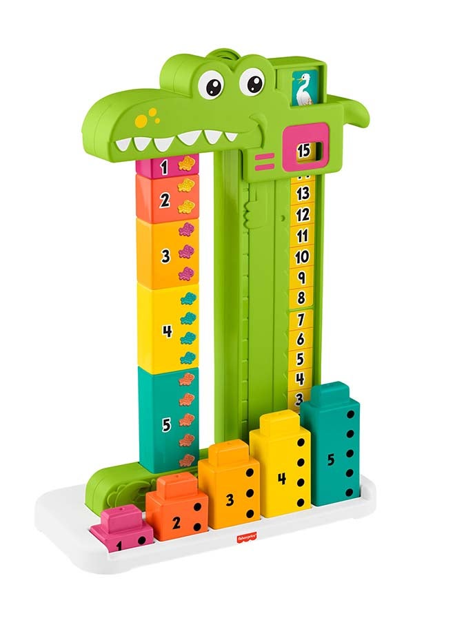 Fisher-Price Preschool Learning Toy Adding Alligator Counting Activity with 10 Stacking Blocks for Kids Ages 3+ Years - Image 1