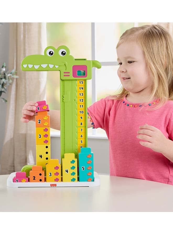 Fisher-Price Preschool Learning Toy Adding Alligator Counting Activity with 10 Stacking Blocks for Kids Ages 3+ Years - Image 2
