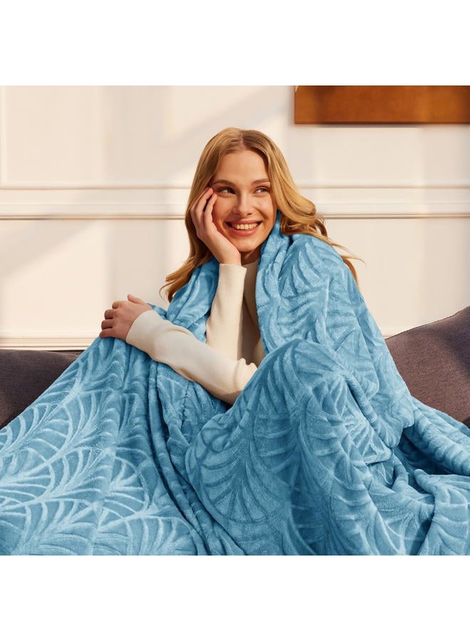 Whale Flotilla Flannel Fleece Queen Size Blanket for Bed, Soft Fluffy Velvet Bedspread Coverlet with Decorative Vintage Pattern for All Season, Warm and Lightweight, 90x90 Inch, Stone Blue - Image 2