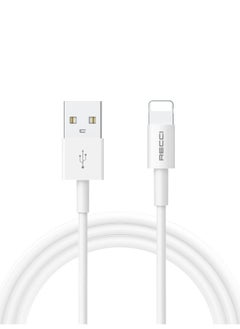Recci Cable Lightning fast charging and data transmission, silicone, with USB to Lightning port that supports the fast charging feature, compatible with all devices with a Lightning port,150cm, white  - Image 1