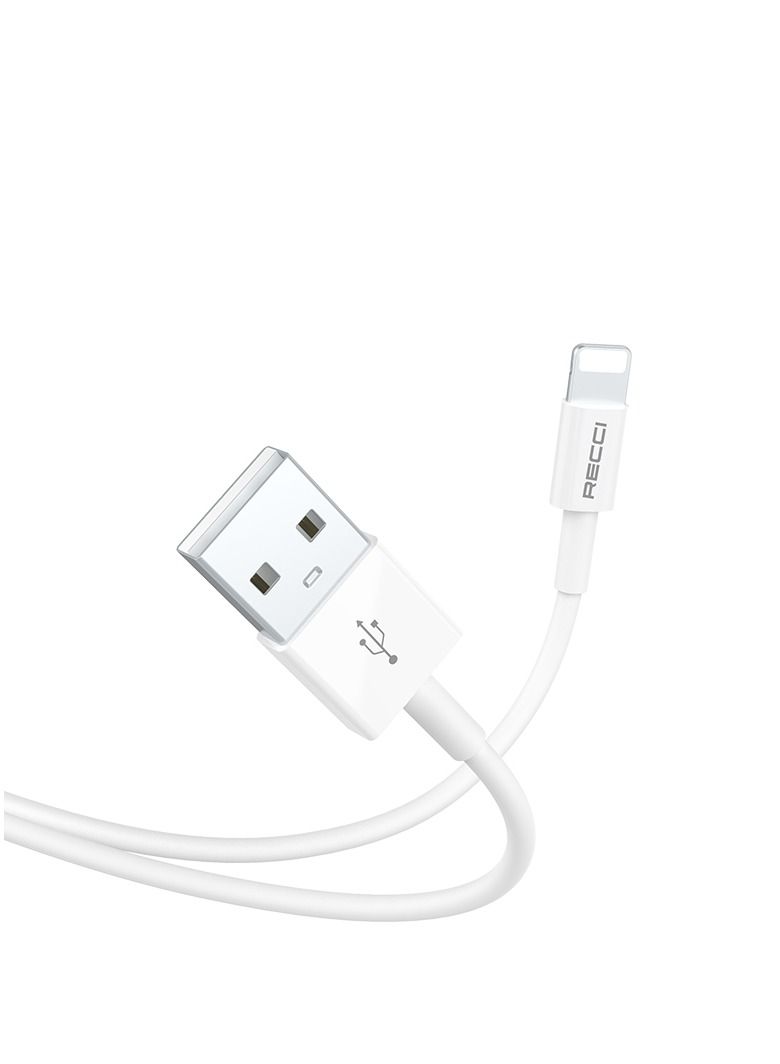 Recci Cable Lightning fast charging and data transmission, silicone, with USB to Lightning port that supports the fast charging feature, compatible with all devices with a Lightning port,150cm, white - Image 2