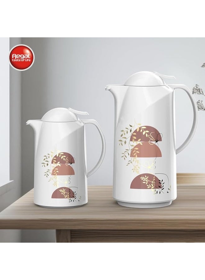 ريجال من Ripple – طقم ترامس فاكيوم (0.5 لتر & 1.0 لتر) | تصميم أبيض أنيق | هيكل بلاستيكي مع بطانة زجاجية | ترمس حراري للمشروبات الساخنة والباردة - Image 1