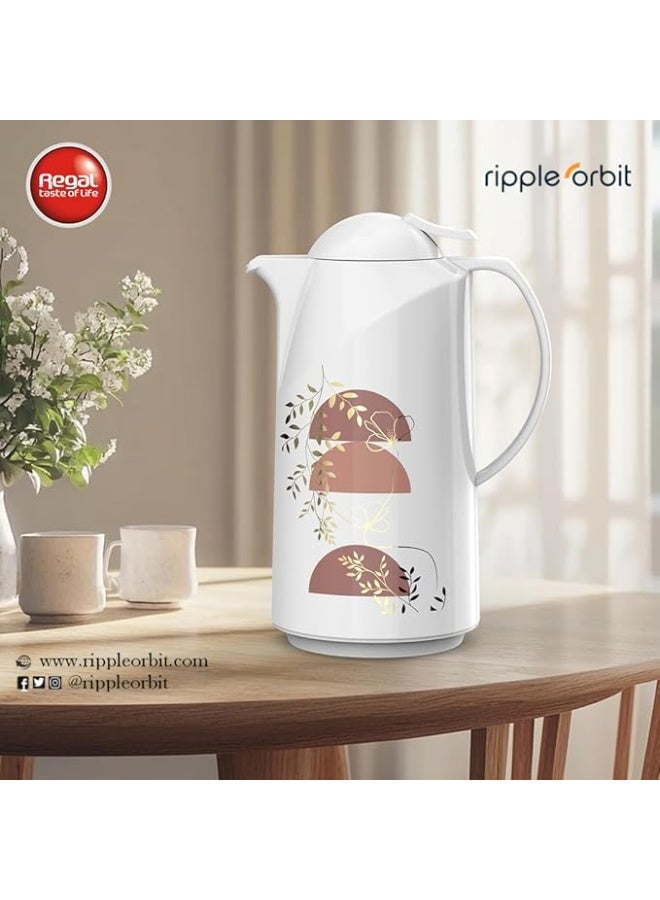 ريجال من Ripple – طقم ترامس فاكيوم (0.5 لتر & 1.0 لتر) | تصميم أبيض أنيق | هيكل بلاستيكي مع بطانة زجاجية | ترمس حراري للمشروبات الساخنة والباردة - Image 2