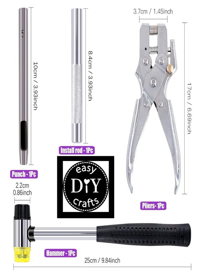 Do It Yourself 1000 Pcs, Do It YourSelf 10 Colors 3/16 inch Metal Grommets Kit with Installation Tools, Eyelet Hole Punch Pliers and Soft Mallet with 1000Pcs Gold Grommets, Metal Eyelets Kits Shoe Eyelets (1000) - Image 2