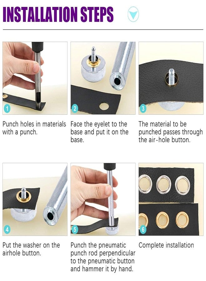 Do It Yourself 1000 Pcs, Do It YourSelf 10 Colors 3/16 inch Metal Grommets Kit with Installation Tools, Eyelet Hole Punch Pliers and Soft Mallet with 1000Pcs Gold Grommets, Metal Eyelets Kits Shoe Eyelets (1000) - Image 5