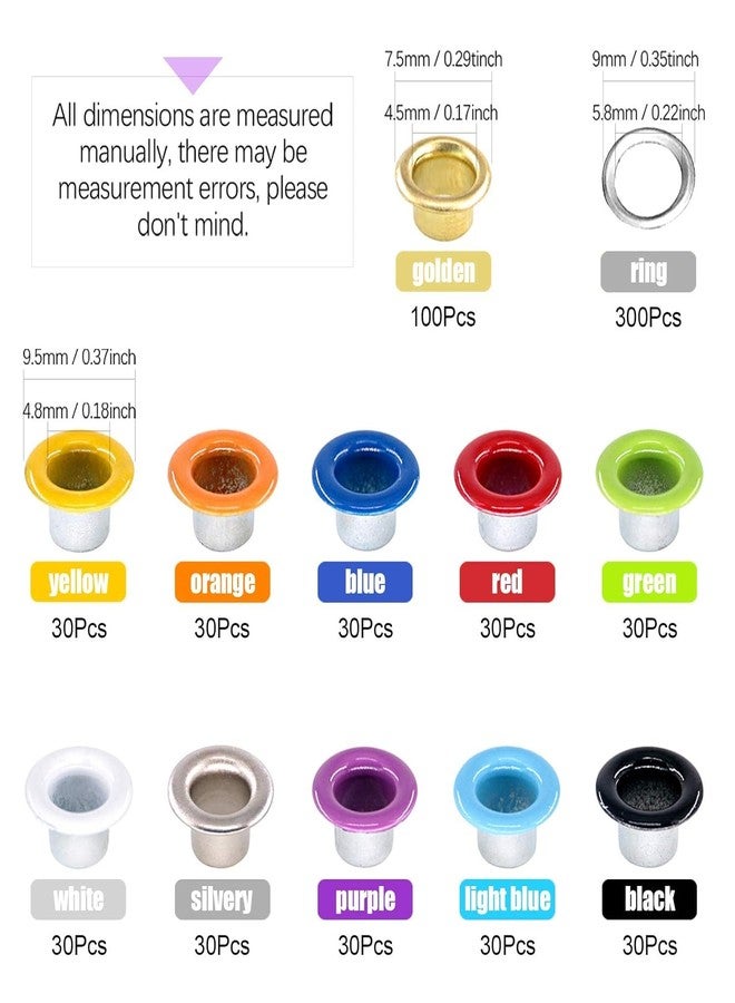 Do It Yourself 1000 Pcs, Do It YourSelf 10 Colors 3/16 inch Metal Grommets Kit with Installation Tools, Eyelet Hole Punch Pliers and Soft Mallet with 1000Pcs Gold Grommets, Metal Eyelets Kits Shoe Eyelets (1000) - Image 3