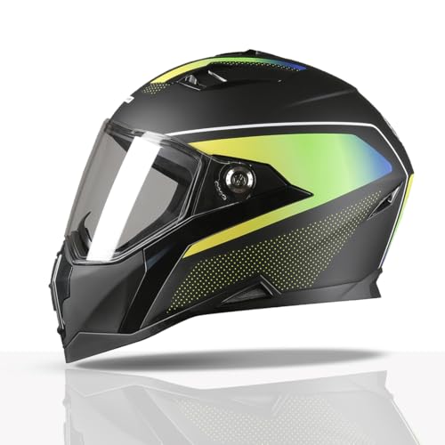 TVS Racing Anti Matter FullFace Helmet for Bike & Motorcycle Riders-DOT & ISI Certified-Lightweight ABS Shell, UV Resistant-Ventilated Comfort Liner,Quick-Release Visor &Chin Strap(Matt Black Green/M) - Image 1