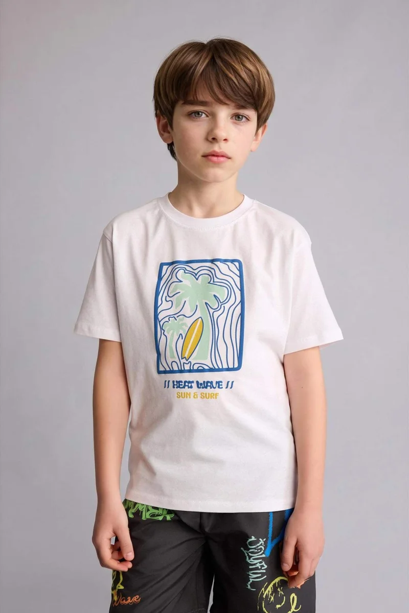 DeFacto Boy New Regular Fit Printed Short Sleeve T-Shirt